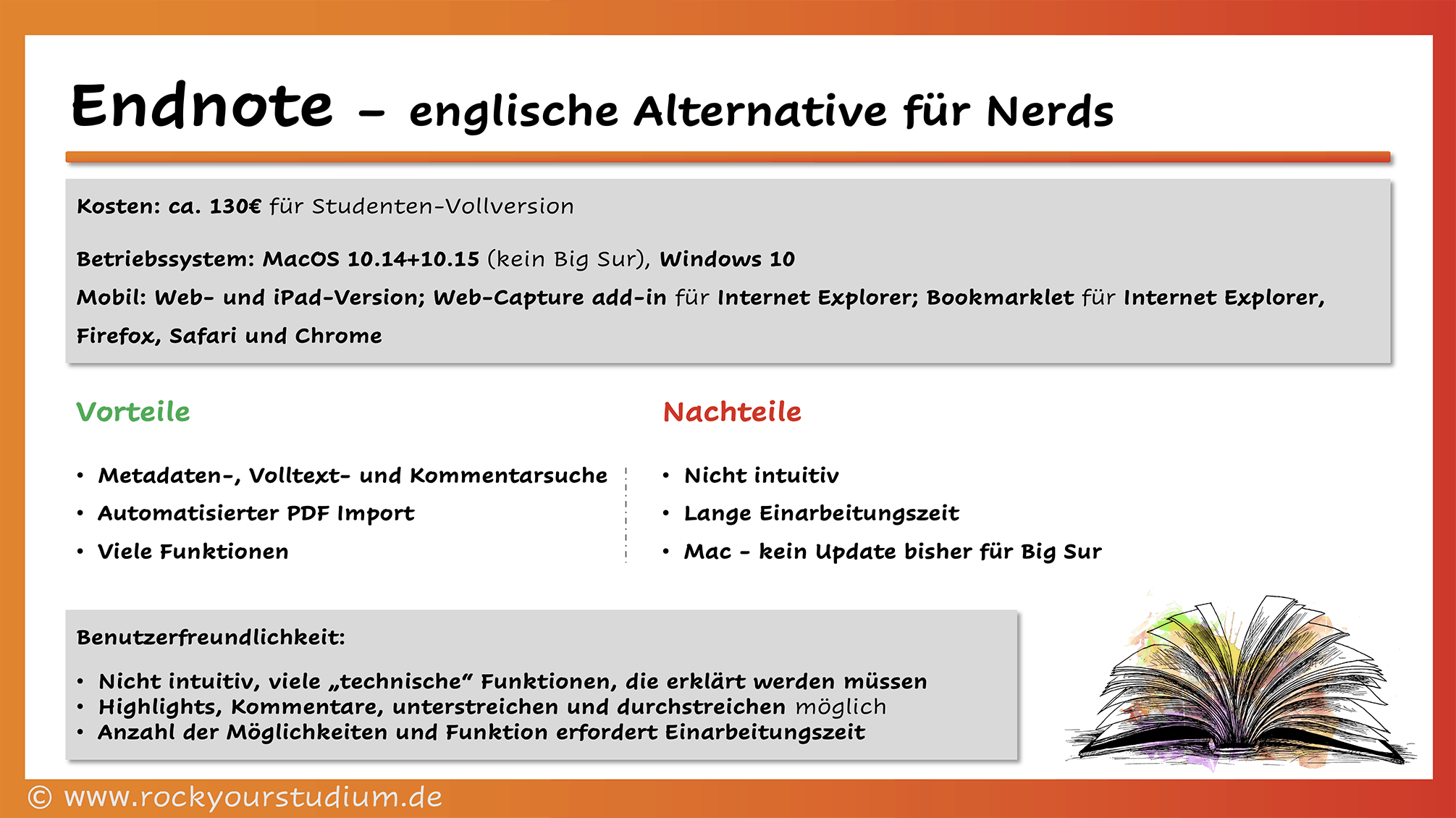 Übersicht über die Vor- und Nachteile von Endnote