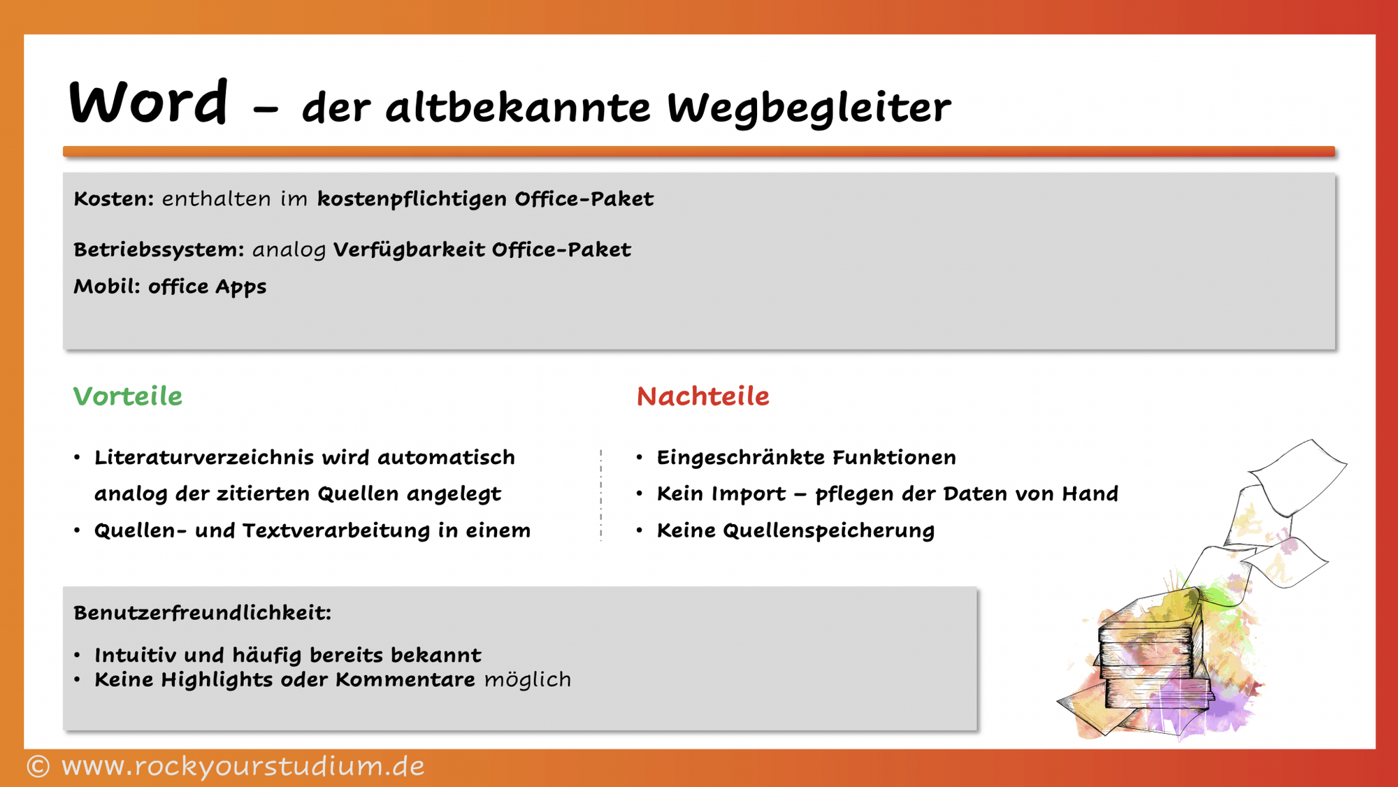 Übersicht über die Vor- und Nachteile von Word