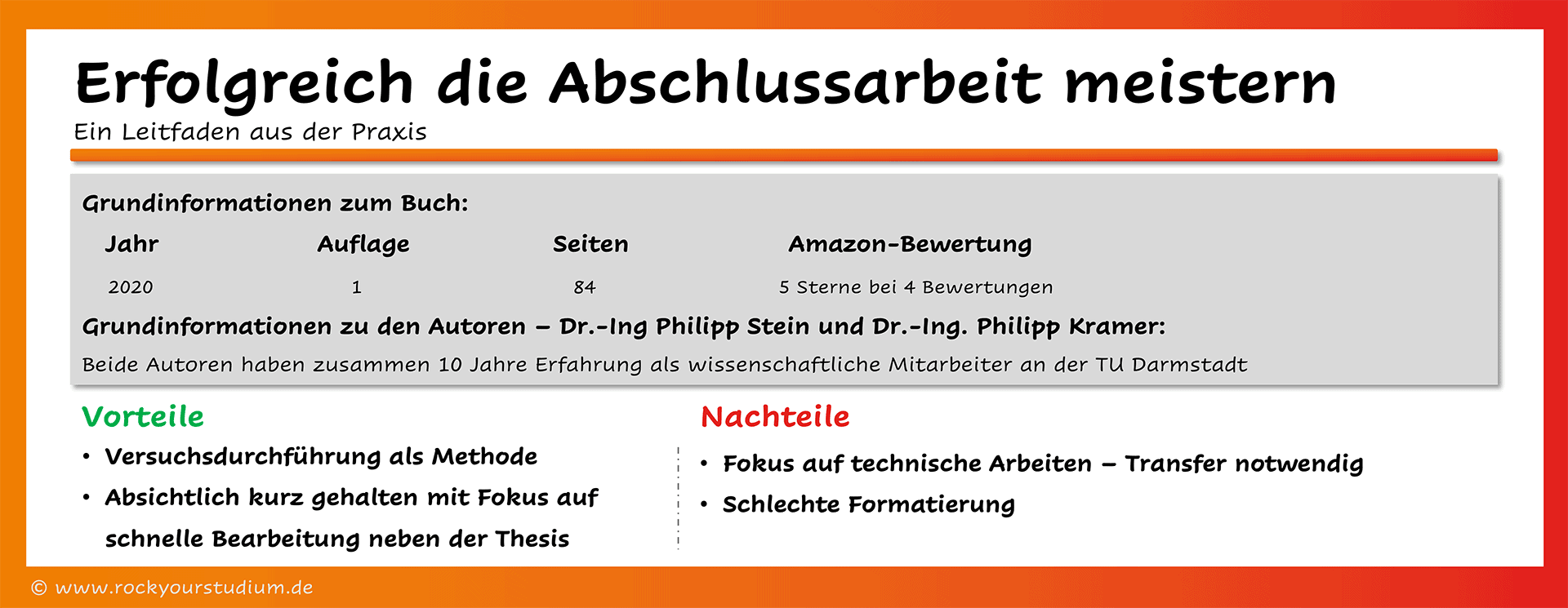 Übersicht der Vor- und Nachteile des Abschlussarbeitenratgebers: Erfolgreich die Abschlussarbeit meistern