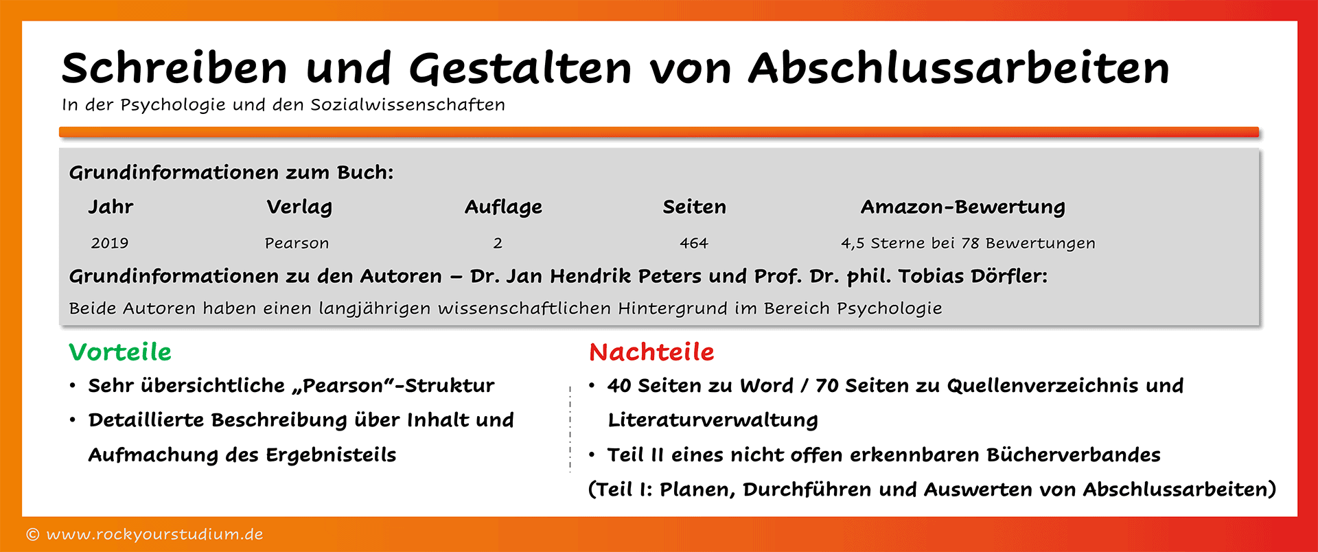 Übersicht der Vor- und Nachteile des Abschlussarbeitenratgebers: Schreiben und Gestalten von Abschlussarbeiten